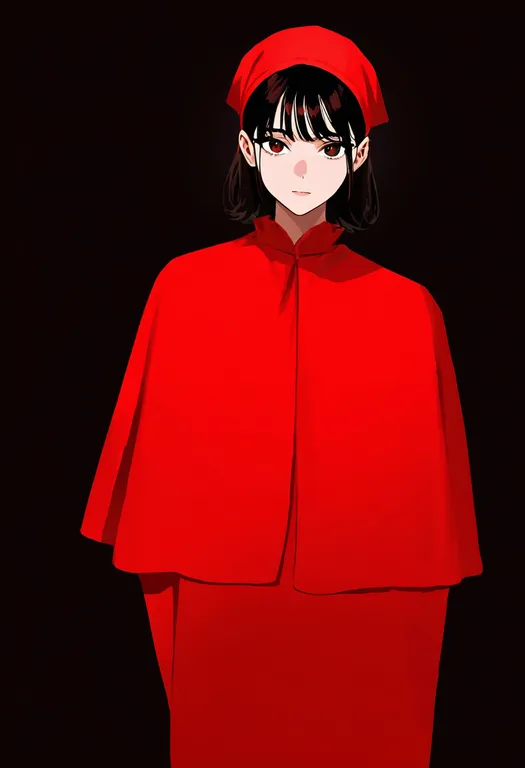 masterpiece, best quality, newest, absurdres, highres, safe, red_capelet, 1girl, solo, simple_background — by k3scat, made with ComfyUI