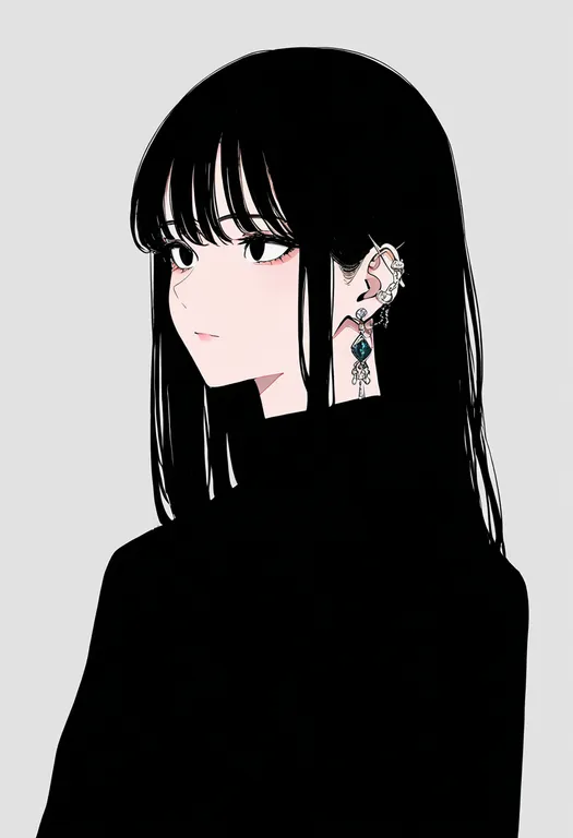 masterpiece, best quality, newest, absurdres, highres, safe, multiple_earrings, 1girl, solo, simple_background — by k3scat, made with ComfyUI
