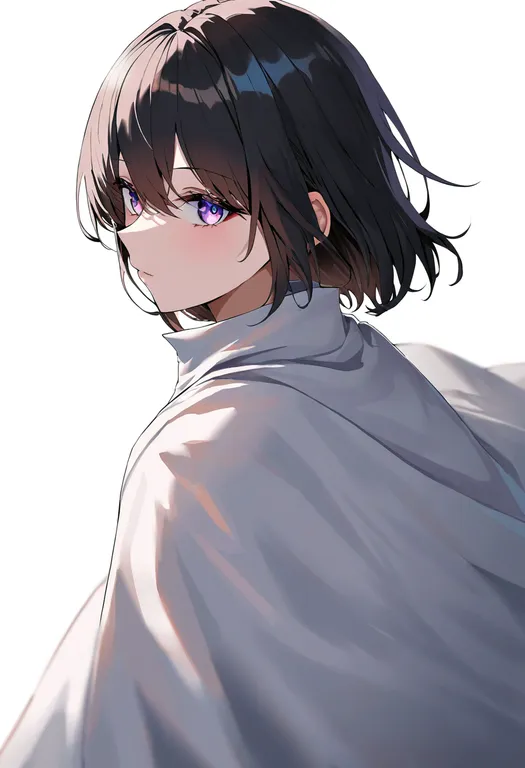 masterpiece, best quality, newest, absurdres, highres, safe, white_capelet, 1girl, solo, simple_background — by k3scat, made with ComfyUI