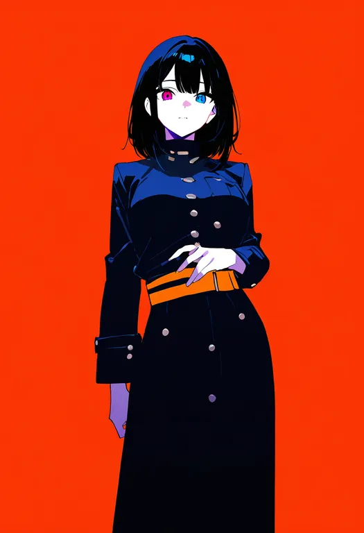 masterpiece, best quality, newest, absurdres, highres, safe, orange_belt, 1girl, solo, simple_background — by k3scat, made with ComfyUI