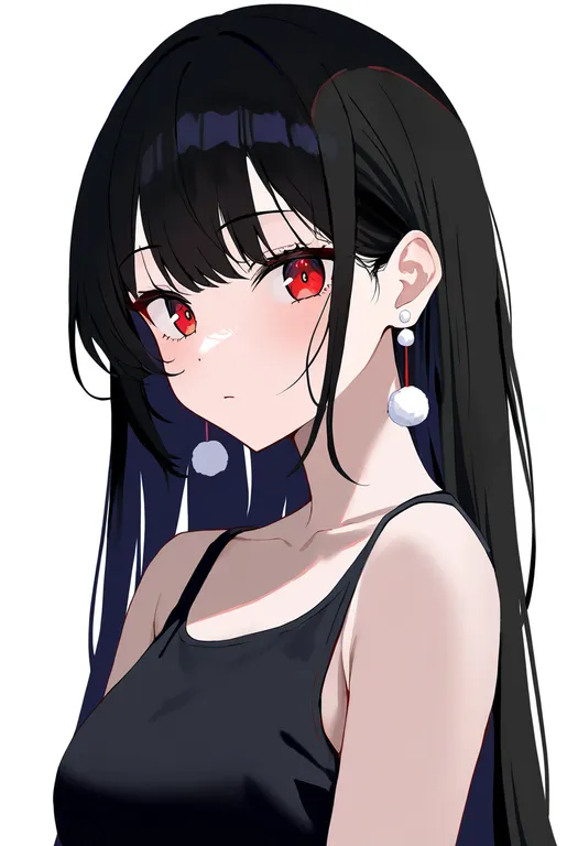 masterpiece, best quality, newest, absurdres, highres, safe, pom_pom_earrings, 1girl, solo, simple_background — by k3scat, made with ComfyUI