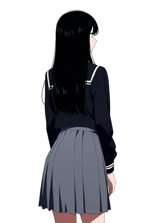 masterpiece, best quality, newest, absurdres, highres, safe, grey_skirt, 1girl, solo, simple_background — by k3scat, made with ComfyUI