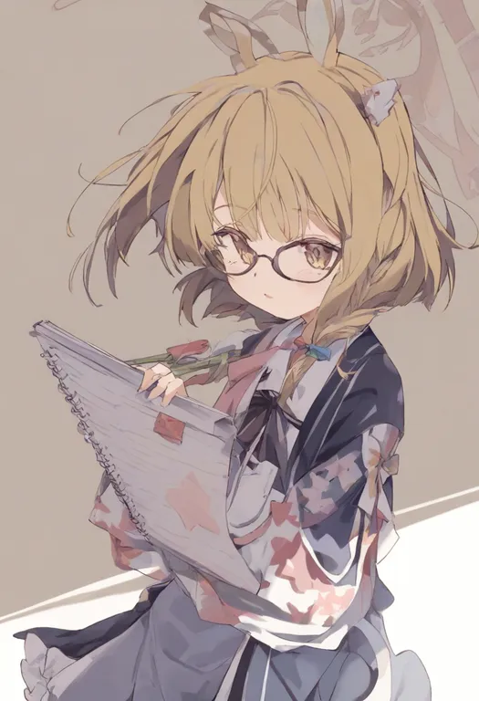 masterpiece, best quality, general, notebook, 1girl, solo, simple background — by k3scat, made with ComfyUI