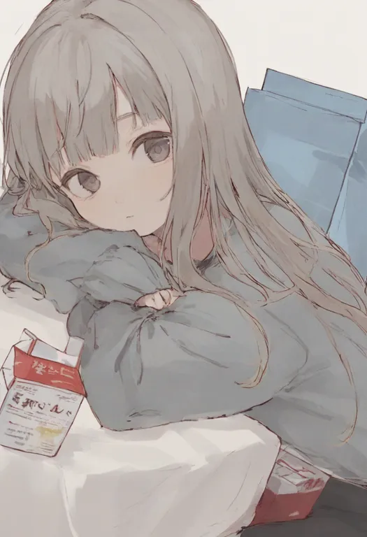masterpiece, best quality, general, drink carton, 1girl, solo, simple background — by k3scat, made with ComfyUI