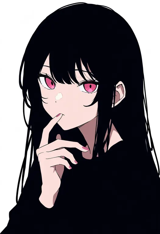masterpiece, best quality, newest, absurdres, highres, safe, finger_to_another's_mouth, 1girl, solo, simple_background — by k3scat, made with ComfyUI