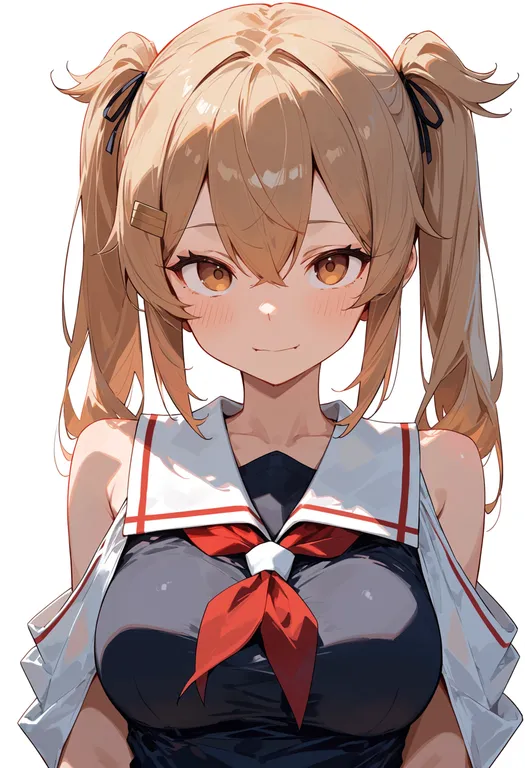 masterpiece, best quality, score_7, safe, murasame (kancolle), solo, upper body, simple background — by k3scat, made with ComfyUI