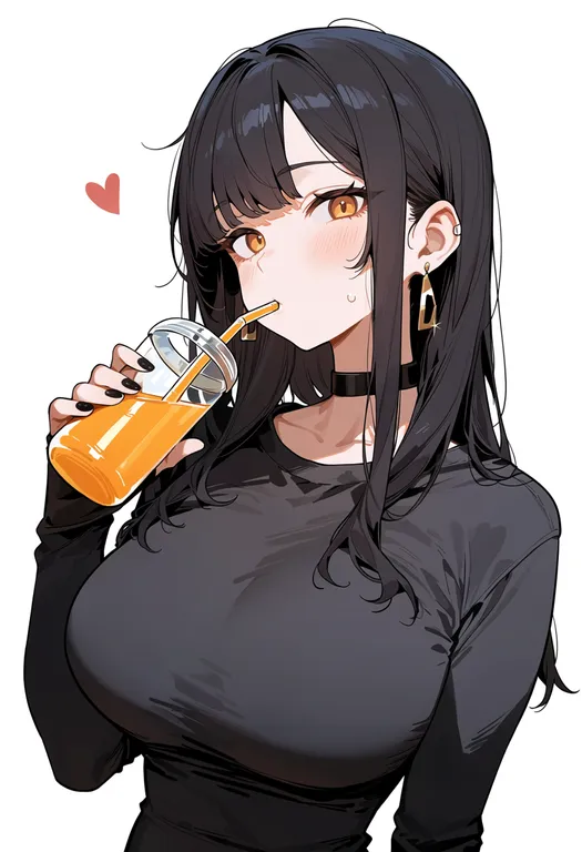 masterpiece, best quality, score_7, safe, orange juice, 1girl, solo, upper body, simple background — by k3scat, made with ComfyUI