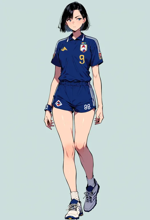 masterpiece, best quality, score_7, safe, 1986 fifa world cup, solo, full body, simple background — by k3scat, made with ComfyUI