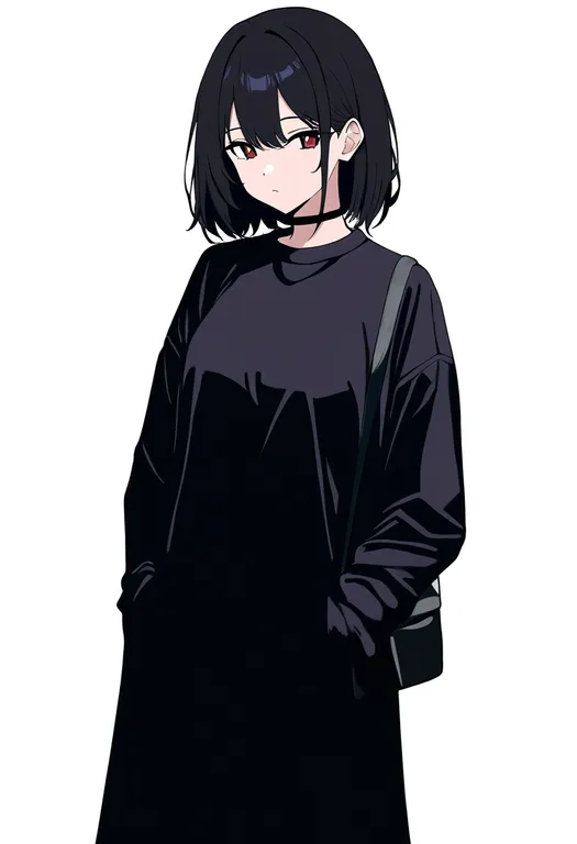 masterpiece, best quality, newest, absurdres, highres, safe, bag, 1girl, solo, simple_background — by k3scat, made with ComfyUI