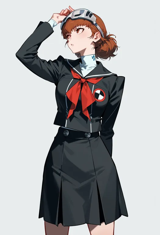masterpiece, best quality, score_7, safe, persona 3 portable, solo, simple background — by k3scat, made with ComfyUI
