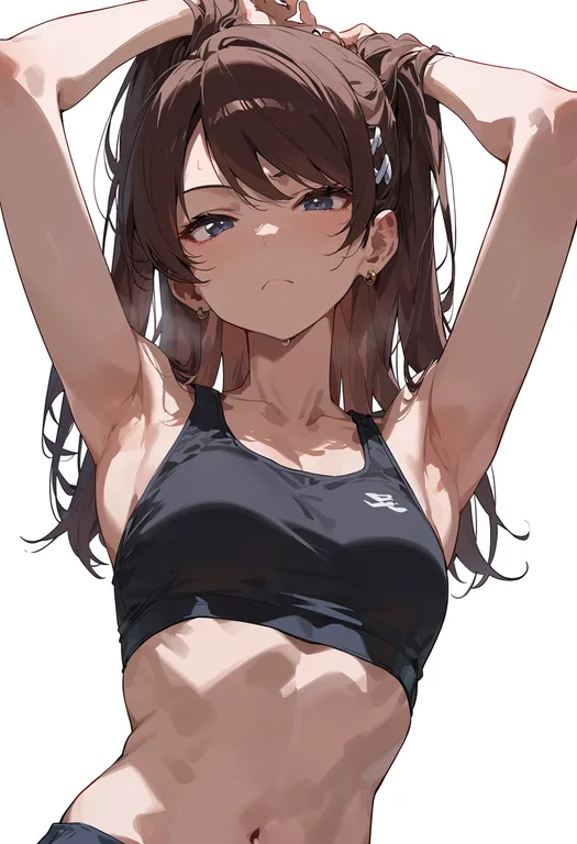 masterpiece, best quality, score_7, safe, shibuki ran, solo, upper body, simple background — by k3scat, made with ComfyUI