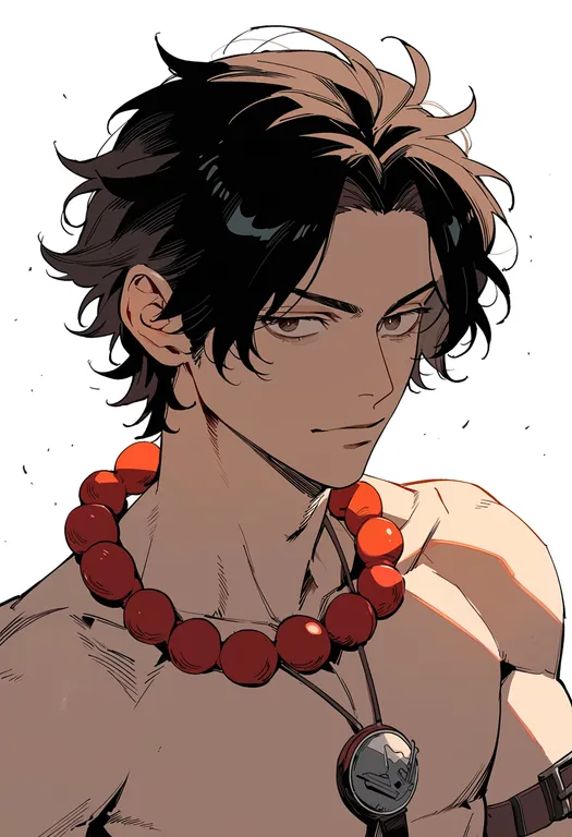 masterpiece, best quality, score_7, safe, portgas d. ace, solo, upper body, simple background — by k3scat, made with ComfyUI
