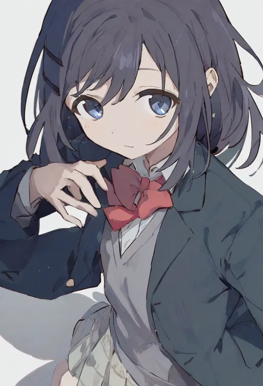 masterpiece, best quality, general, adachi to shimamura, solo, simple background — by k3scat, made with ComfyUI