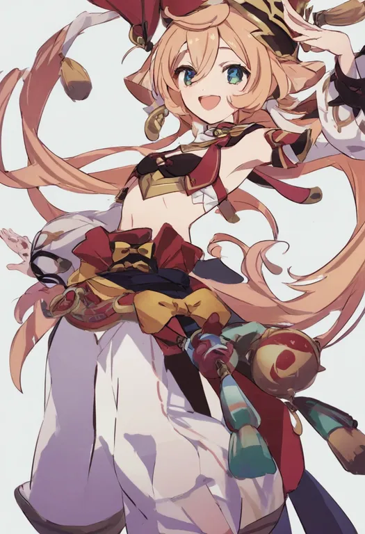 masterpiece, best quality, general, harem pants, 1girl, solo, simple background — by k3scat, made with ComfyUI