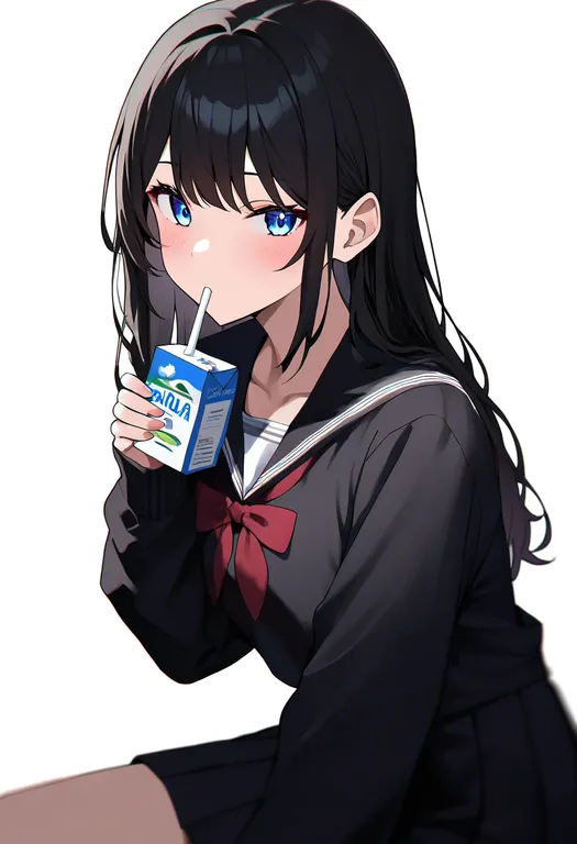 masterpiece, best quality, newest, absurdres, highres, safe, drink_carton, 1girl, solo, simple_background — by k3scat, made with ComfyUI