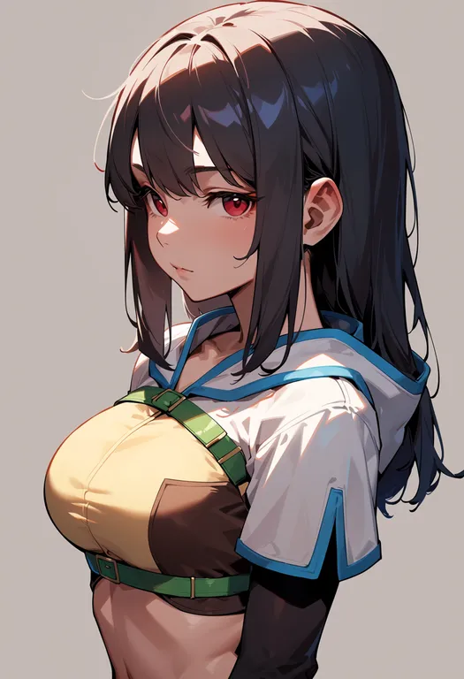 masterpiece, best quality, score_7, safe, hunter (ragnarok online), ragnarok online, solo, upper body, simple background — by k3scat, made with ComfyUI