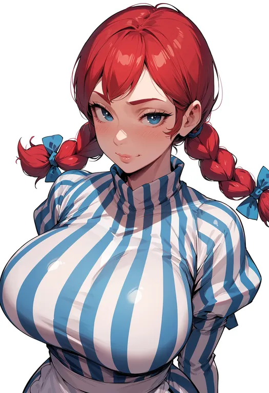 masterpiece, best quality, score_7, safe, wendy (wendy's), wendy's, solo, upper body, simple background — by k3scat, made with ComfyUI