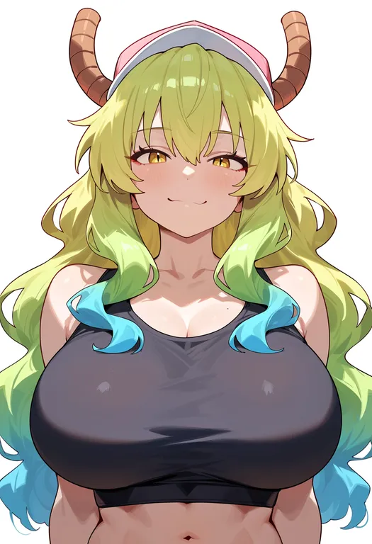 masterpiece, best quality, score_7, safe, lucoa (maidragon), solo, upper body, simple background — by k3scat, made with ComfyUI