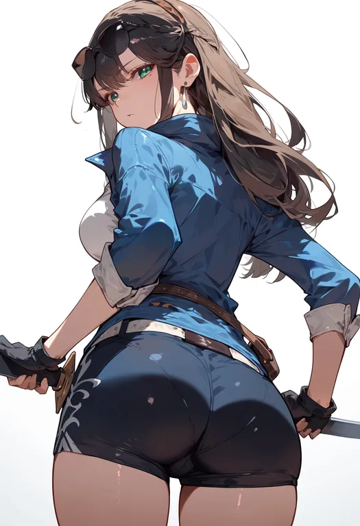 masterpiece, best quality, score_7, safe, tales of xillia 2, solo, simple background — by k3scat, made with ComfyUI