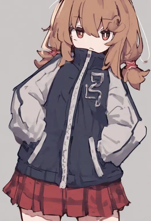 masterpiece, best quality, general, full-length zipper, 1girl, solo, simple background — by k3scat, made with ComfyUI