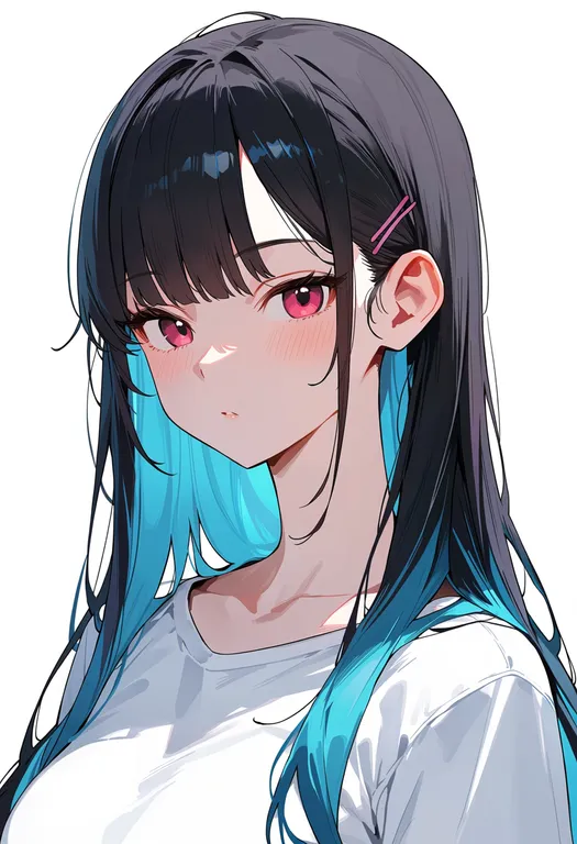 masterpiece, best quality, score_7, safe, multicolored hair, 1girl, solo, portrait, simple background — by k3scat, made with ComfyUI