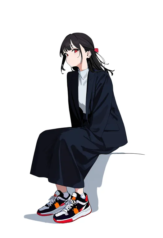 masterpiece, best quality, newest, absurdres, highres, safe, multicolored_shoes, 1girl, solo, simple_background — by k3scat, made with ComfyUI