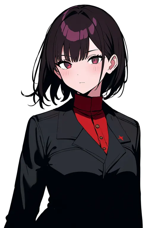 masterpiece, best quality, newest, absurdres, highres, safe, pravda_military_uniform, 1girl, solo, simple_background — by k3scat, made with ComfyUI