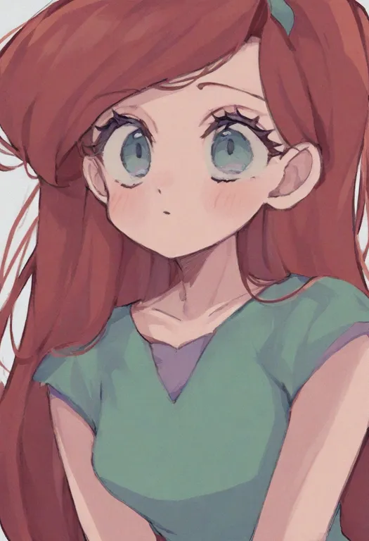 masterpiece, best quality, general, ariel (disney), disney, solo, upper body, simple background — by k3scat, made with ComfyUI