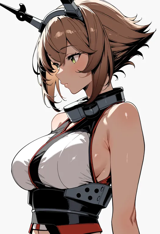 masterpiece, best quality, score_7, safe, mutsu (kancolle), kantai collection, solo, upper body, simple background — by k3scat, made with ComfyUI