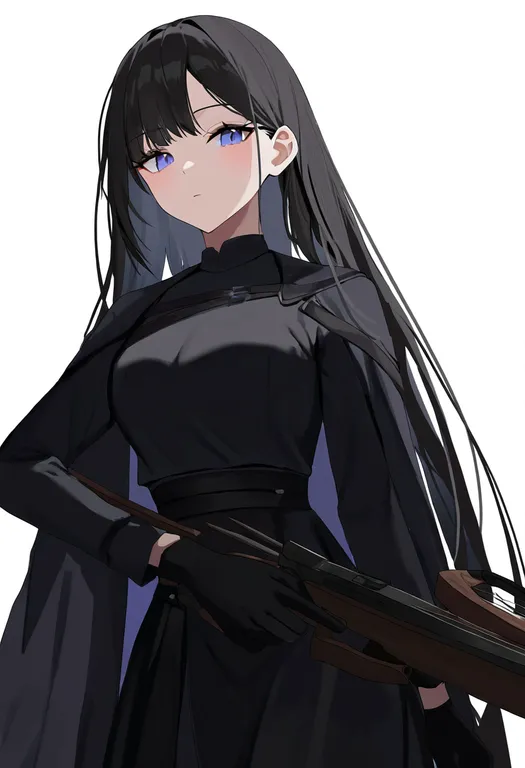 masterpiece, best quality, newest, absurdres, highres, safe, crossbow, 1girl, solo, simple_background — by k3scat, made with ComfyUI