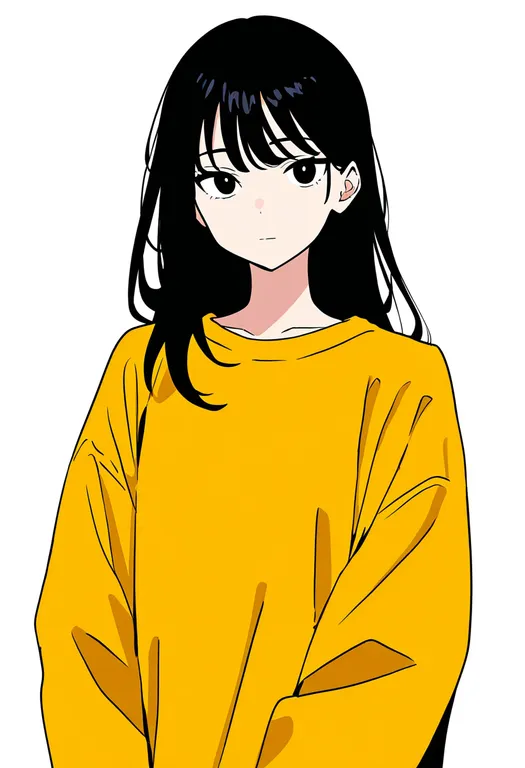 masterpiece, best quality, newest, absurdres, highres, safe, yellow_sweater, 1girl, solo, simple_background — by k3scat, made with ComfyUI
