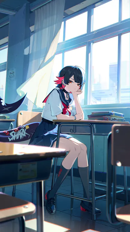 best quality, score_9, score_8，highres, absurdres, anime screenshot, official art， 1girl, solo, ellen joe ，zenless zone…