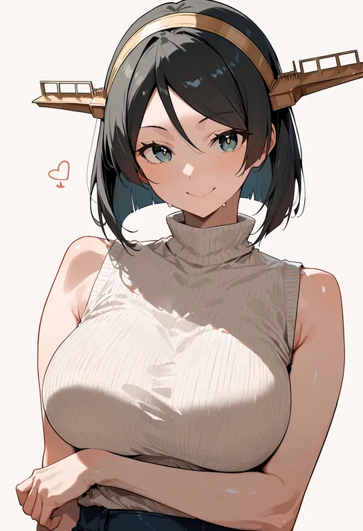 masterpiece, best quality, score_7, safe, kirishima kai ni (kancolle), solo, upper body, simple background — by k3scat, made with ComfyUI