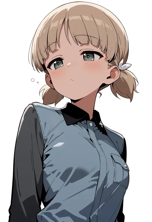 masterpiece, best quality, score_7, safe, aki (girls und panzer), girls und panzer, solo, upper body, simple background — by k3scat, made with ComfyUI