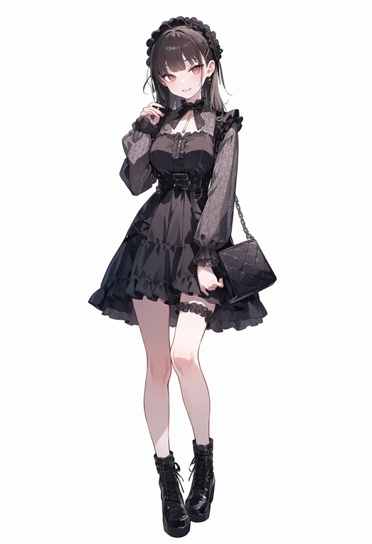 masterpiece, best quality, score_7, safe, accurate lolita coord, 1girl, solo, full body, simple background — by k3scat, made with ComfyUI