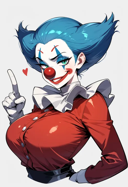 masterpiece, best quality, score_7, safe, buggy the clown, solo, upper body, simple background — by k3scat, made with ComfyUI