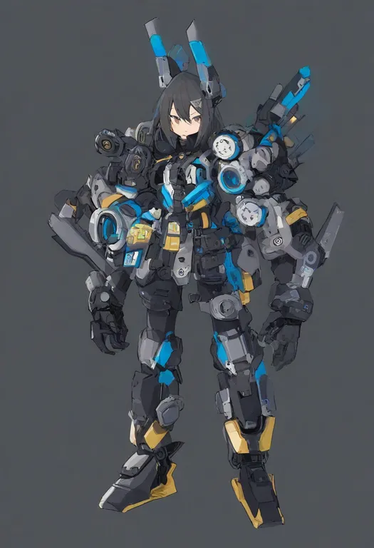 masterpiece, best quality, general, mechanical arms, 1girl, solo, simple background — by k3scat, made with ComfyUI