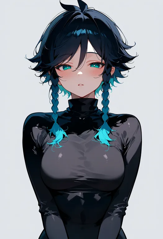 masterpiece, best quality, score_7, safe, venti (genshin impact), genshin impact, solo, upper body, simple background — by k3scat, made with ComfyUI