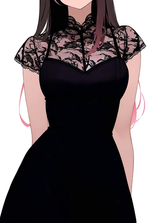 masterpiece, best quality, newest, absurdres, highres, safe, lace-trimmed_dress, 1girl, solo, simple_background — by k3scat, made with ComfyUI
