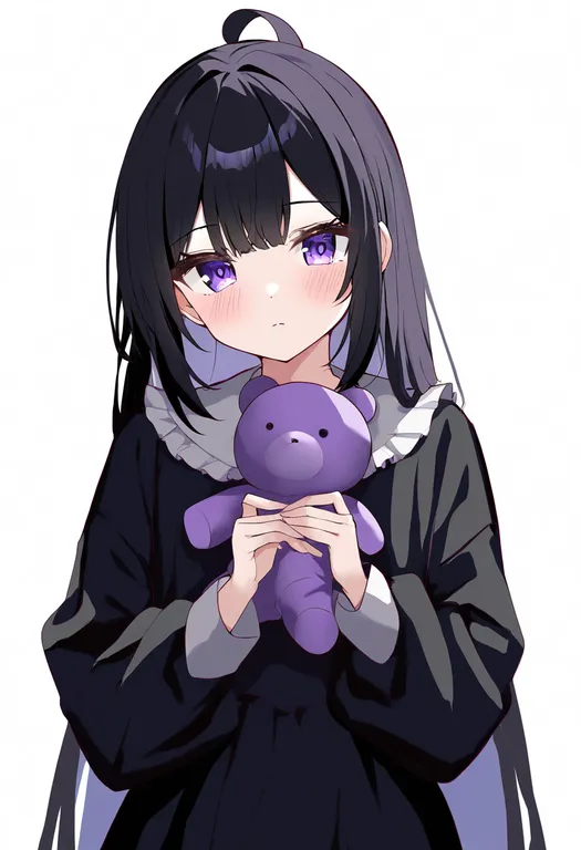 masterpiece, best quality, newest, absurdres, highres, safe, stuffed_toy, 1girl, solo, simple_background — by k3scat, made with ComfyUI