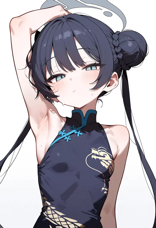 masterpiece, best quality, score_7, safe, kisaki (blue archive), blue archive, solo, upper body, simple background — by k3scat, made with ComfyUI