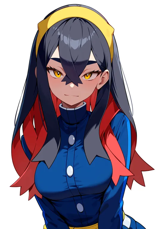 masterpiece, best quality, score_7, safe, carmine (pokemon), pokemon, solo, upper body, simple background — by k3scat, made with ComfyUI