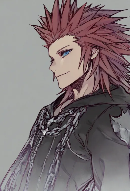 masterpiece, best quality, general, axel (kingdom hearts), kingdom hearts, solo, upper body, simple background — by k3scat, made with ComfyUI