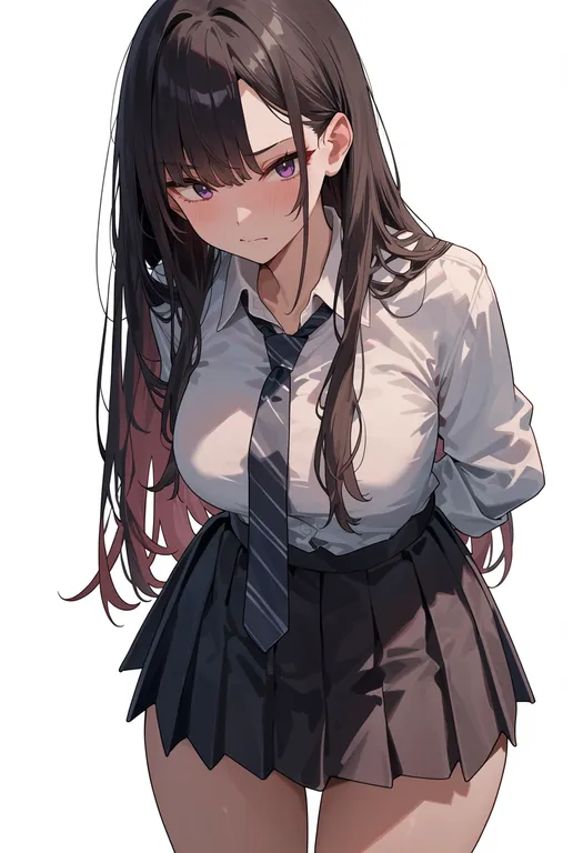 masterpiece, best quality, score_7, safe, confession, 1girl, solo, simple background — by k3scat, made with ComfyUI