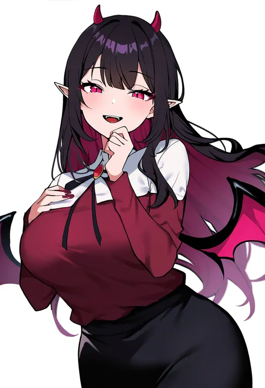 masterpiece, best quality, newest, absurdres, highres, safe, pixiv_succubus, solo, simple_background — by k3scat, made with ComfyUI