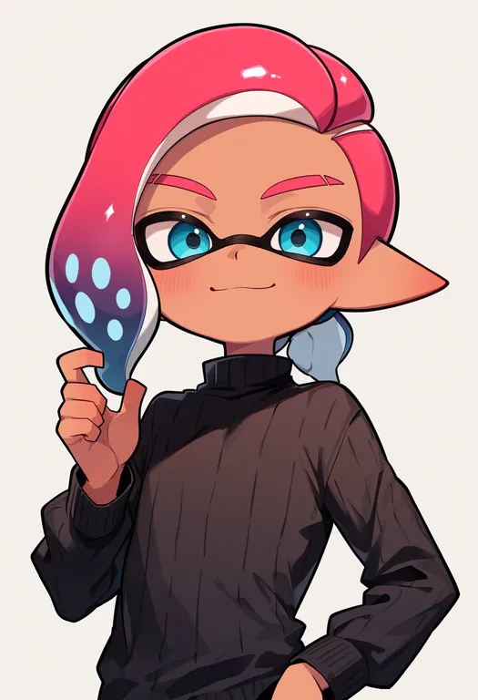 masterpiece, best quality, score_7, safe, inkling boy, solo, upper body, simple background — by k3scat, made with ComfyUI