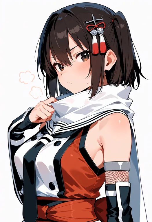 masterpiece, best quality, score_7, safe, sendai kai ni (kancolle), solo, upper body, simple background — by k3scat, made with ComfyUI