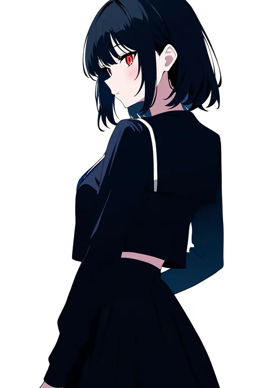masterpiece, best quality, newest, absurdres, highres, safe, black_skirt, 1girl, solo, simple_background — by k3scat, made with ComfyUI
