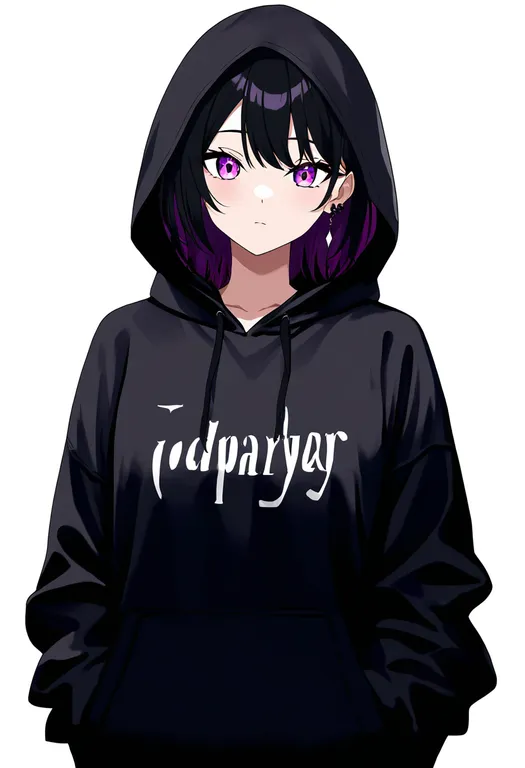 masterpiece, best quality, newest, absurdres, highres, safe, print_hoodie, 1girl, solo, simple_background — by k3scat, made with ComfyUI