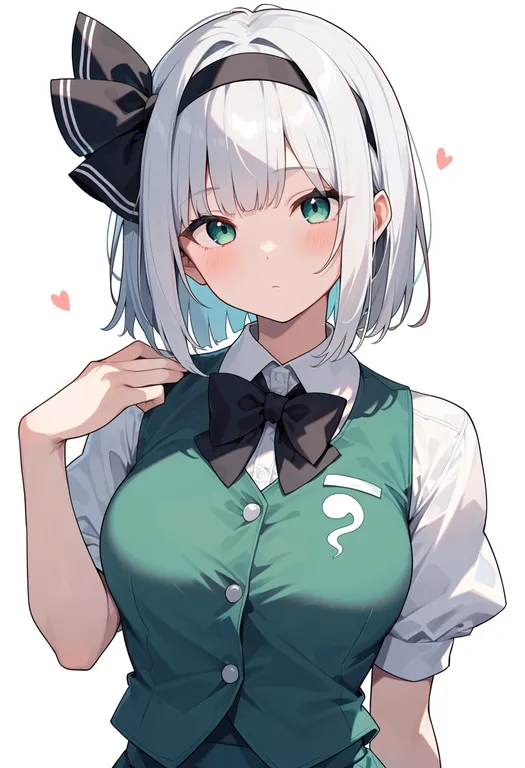 masterpiece, best quality, score_7, safe, konpaku youmu, touhou, solo, upper body, simple background — by k3scat, made with ComfyUI